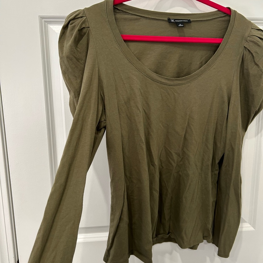 Women's Olive Green Long Sleeve Top